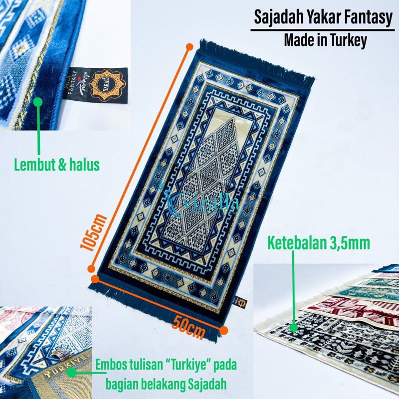 Sajadah Yakar Fantasy Midi/ 105*50 Gold Spiegel/ Grosir Sajadah