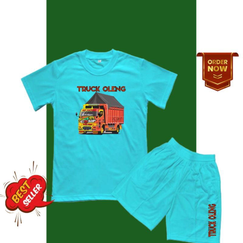KEREN KAOS SETELAN ANAK TRUCK OLENG, BAJU SETELAN ANAK TRUCK OLENG