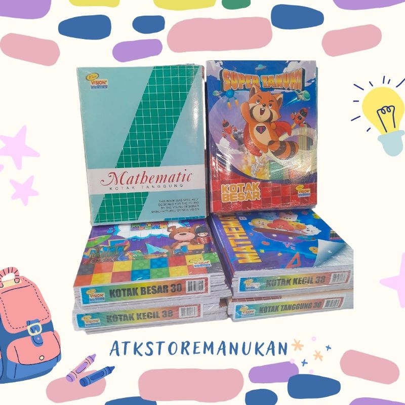 

Vision Buku Kotak Kecil - Tanggung - Besar isi 10 pcs ( 1 pack ) || Buku Kotak Mandarin / Buku kotak Matematika