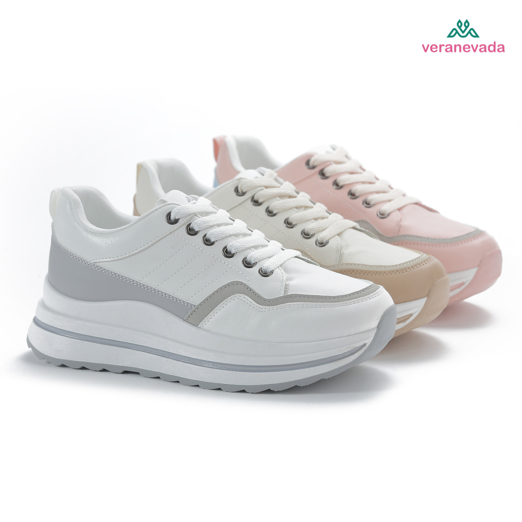 Sepatu Sneakers Wanita Vera Nevada V009 untuk Olahraga dengan Sol Tinggi 4.5 cm dan Berbagai Pilihan
