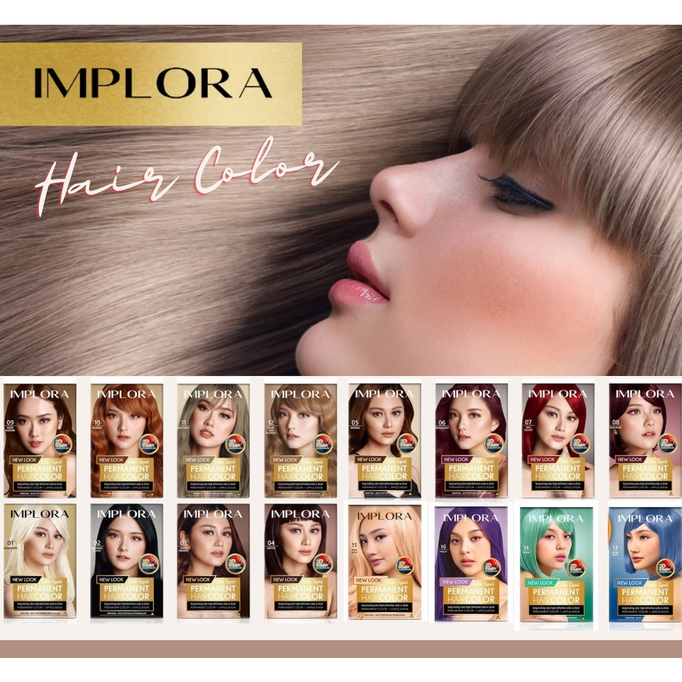 IMPLORA New Permanent Hair Color | Implora Semir Rambut Hair Color | All Varian