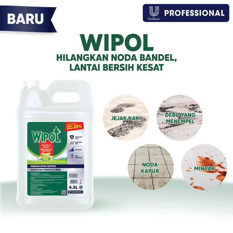 Pembersih Lantai* Wipol* Wipol Disinfektan* Aroma Sereh &amp; Jeruk *4.5 Ltr