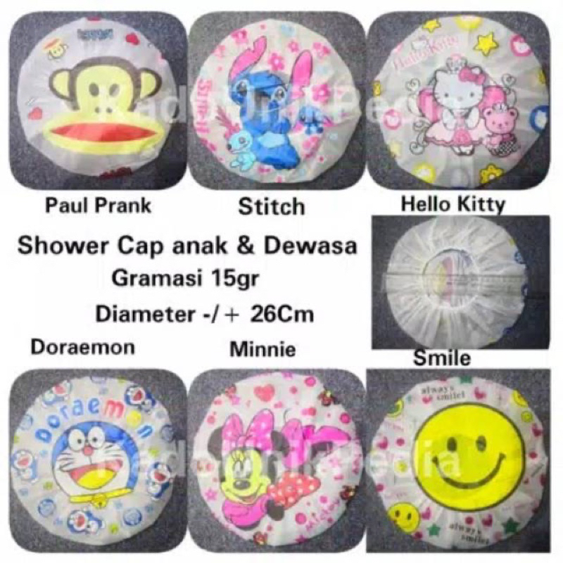 CS1-Shower Cap Karakter Penutup Kepala Anti Air Motif Kartun Kode S234