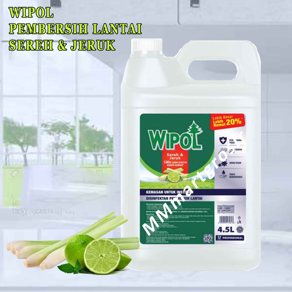Wipol / Pembersih Lantai / Wipol Disinfektan / Aroma Sereh &amp; Jeruk / 4.5 Ltr