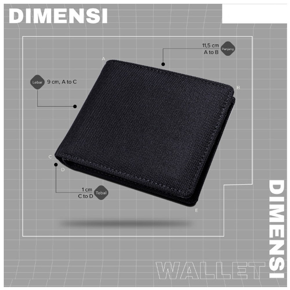 Dompet Pria Bahan Kanvas Import C-2023 #Black Dompet Kanvas Lipat Dua Men Wallet Premium Dompet Pendek elegan Dompet Bifold + Bonus Box