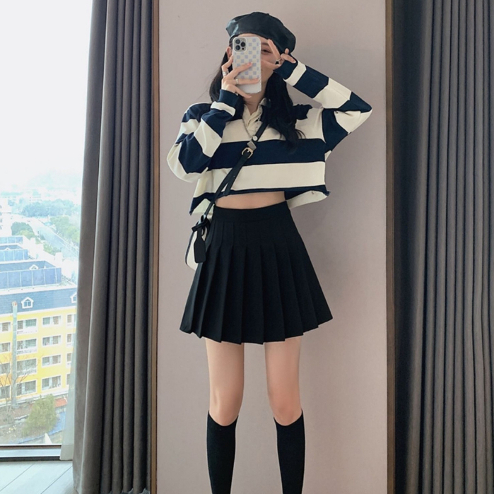 Skirt Mini Wanita Polos Rok Mini Pendek Korea Lipit Casual Skirt