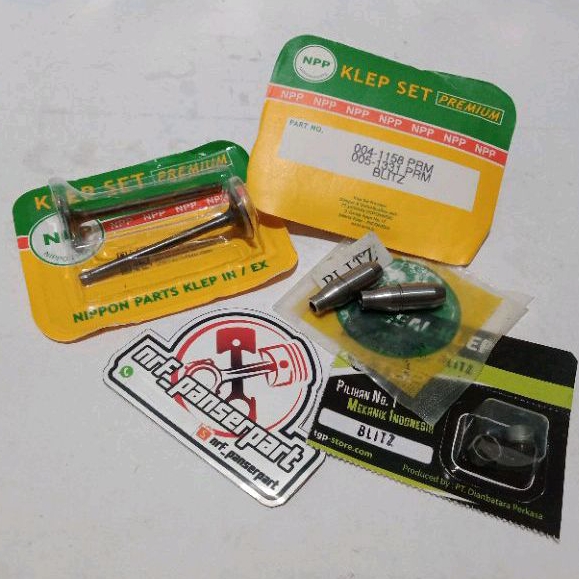 KLEP BLITZ //PAYUNG KLEP SET IN/EX+BOS (BOTOL) KLEP+KARET SEAL/SIL KLEP KAWASAKI BLITZ R/JOY 125