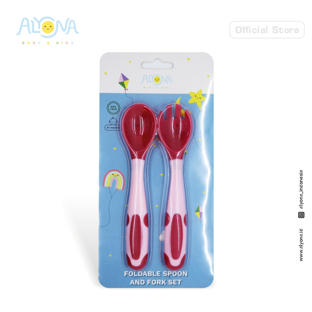 Ktmstore Foldable Sppon Fork Set Sendok garpu alat makan bayi Alyona AL-007