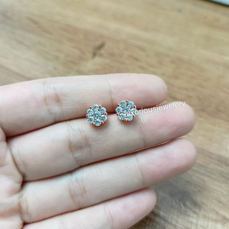 Anting tusuk premium lotus cutting diamond look