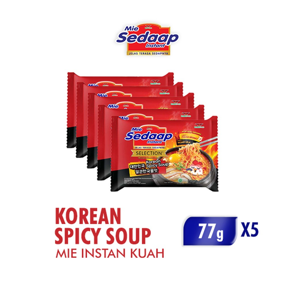 

[ISI 5 PCS] Sedaap Mie Instan Korean Spicy Soup Bag 77gr