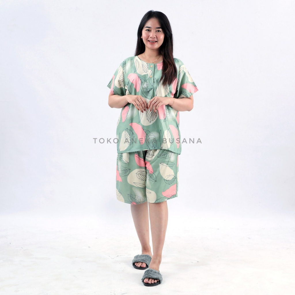 Setelan Baju Tidur Piyama Pendek Tie Dye Bahan Rayon