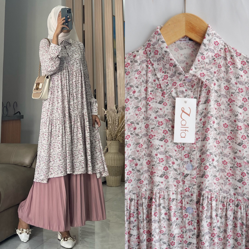 HARUMI tunik by ZALFA OUTFIT / tunik rayon motif bunga