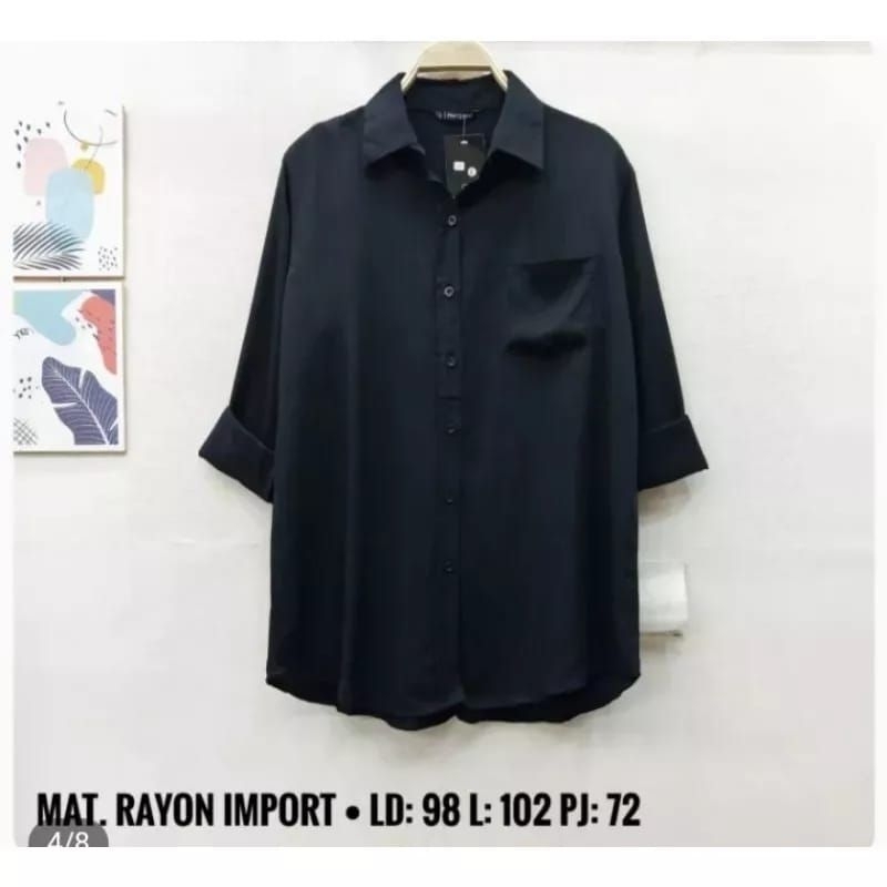 Hanum basic by Nurama orinal prduct - Kemeja rayon polos / kemeja hitam kerja wanita / kemeja putih 