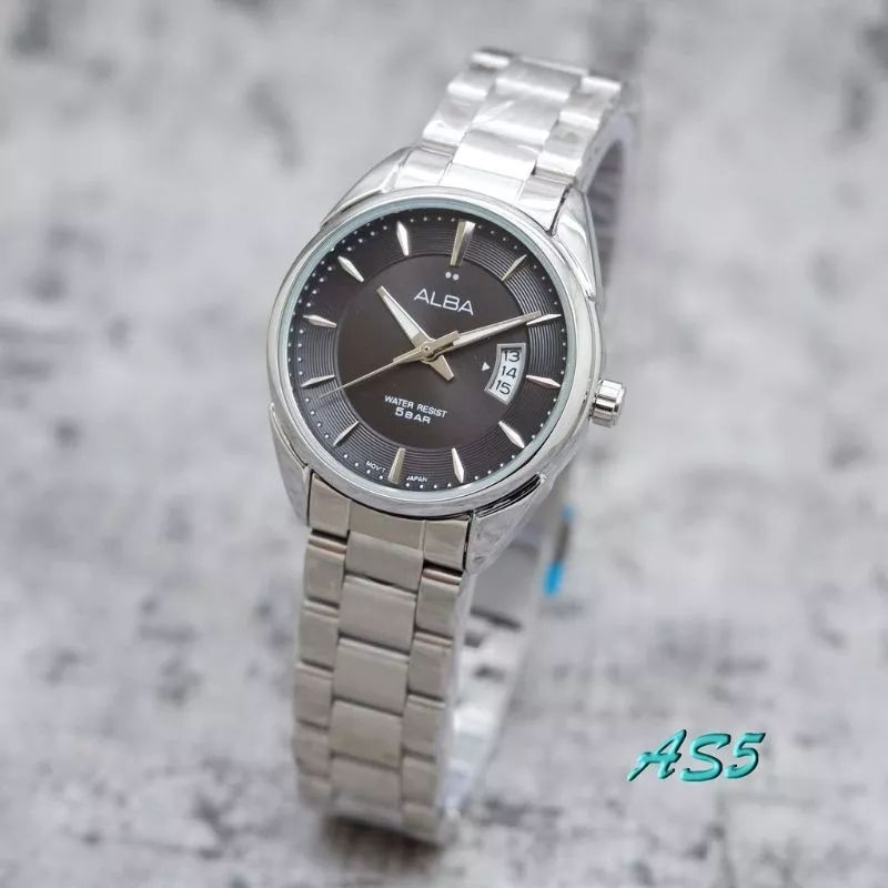 COD JAM TANGAN WANITA ALBA ANTI AIR / TANGGAL AKTIF / STRAP STAINLESS STEEL