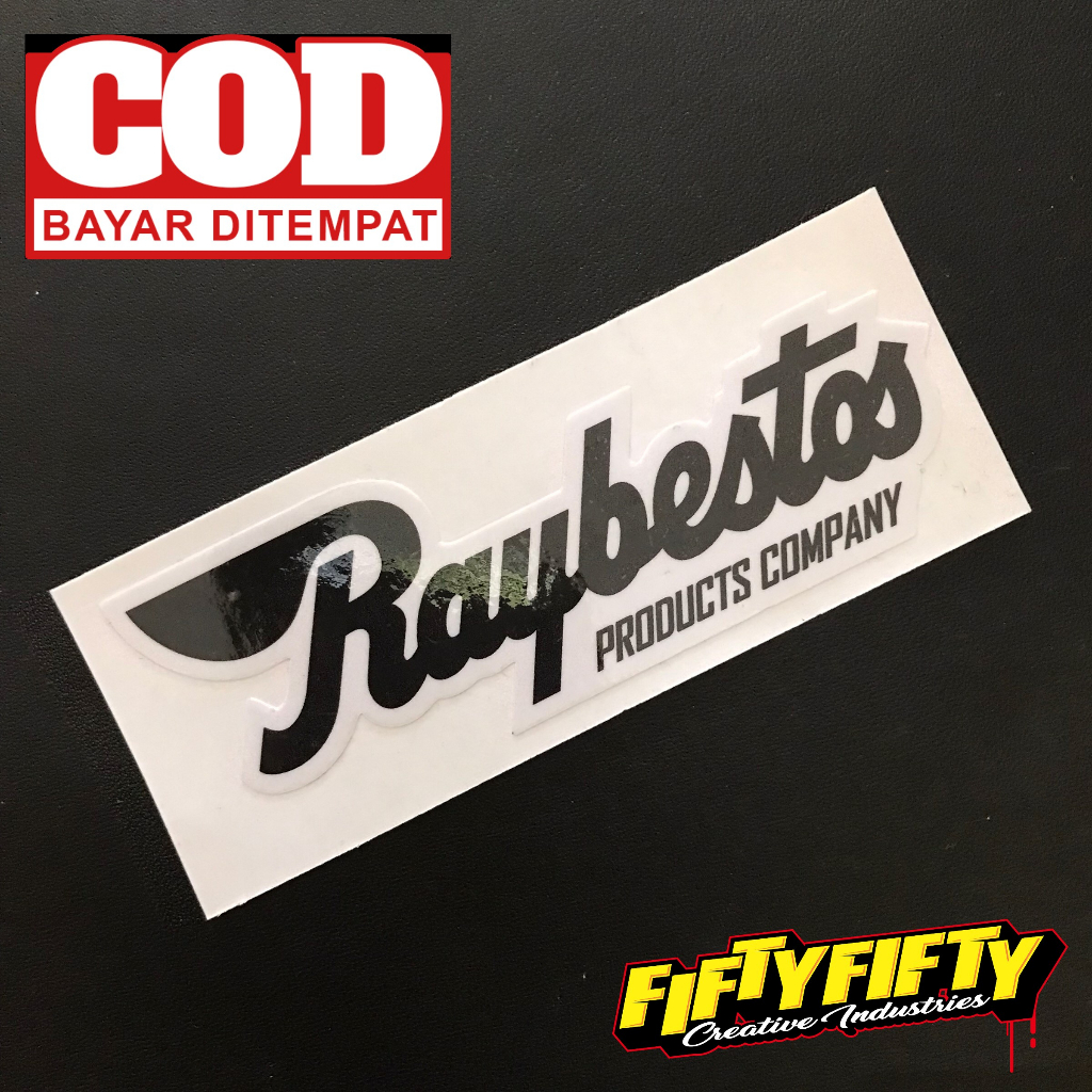 Stiker Print Cut RAYBESTOS Stiker Printing Laminasi Glossy Stiker Motor Mobil Helm Sudah Membentuk Pola Desain