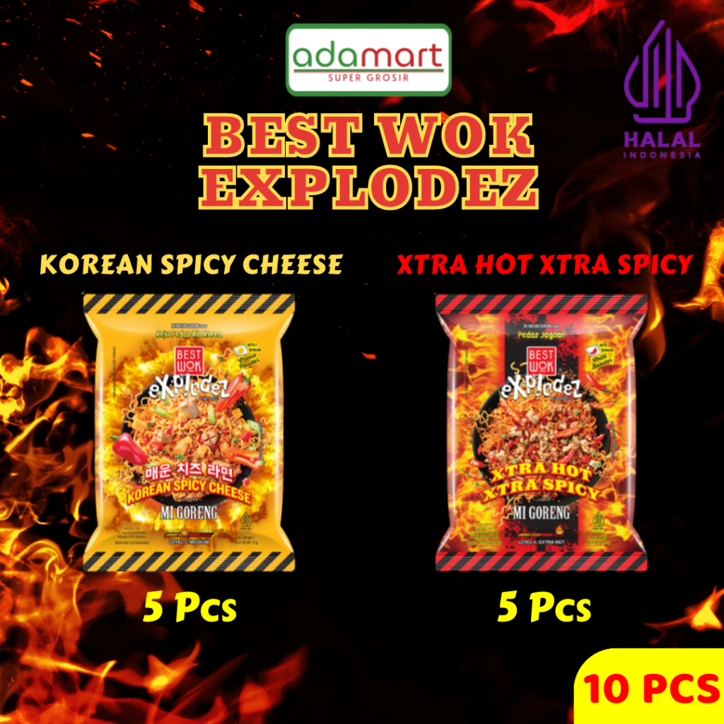 

Best Wok Korean Spicy Cheese (5 pcs) + Best Wok Xtra Hot Xtra Spicy (5 pcs) Best Wok Varian Baru Pedas