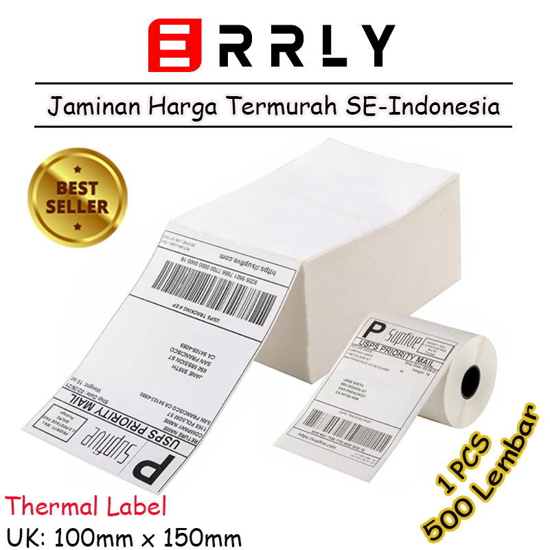 

LABEL BARCODE STICKER THERMAL 100X150 MM ISI 500 PCS | UKURAN A6