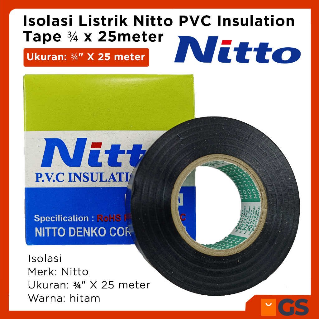 Isolasi Listrik Nitto PVC Insulation Tape ¾ x 25meter