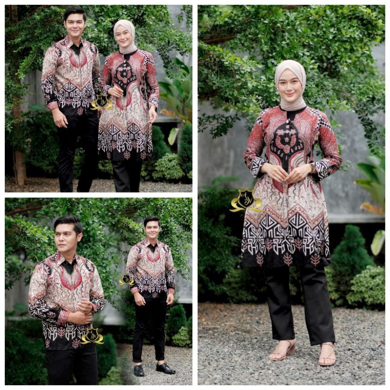 Batik Couple sania ruffle ori ndoro jowi dnt motif SAKURA MERAH TERMURAH