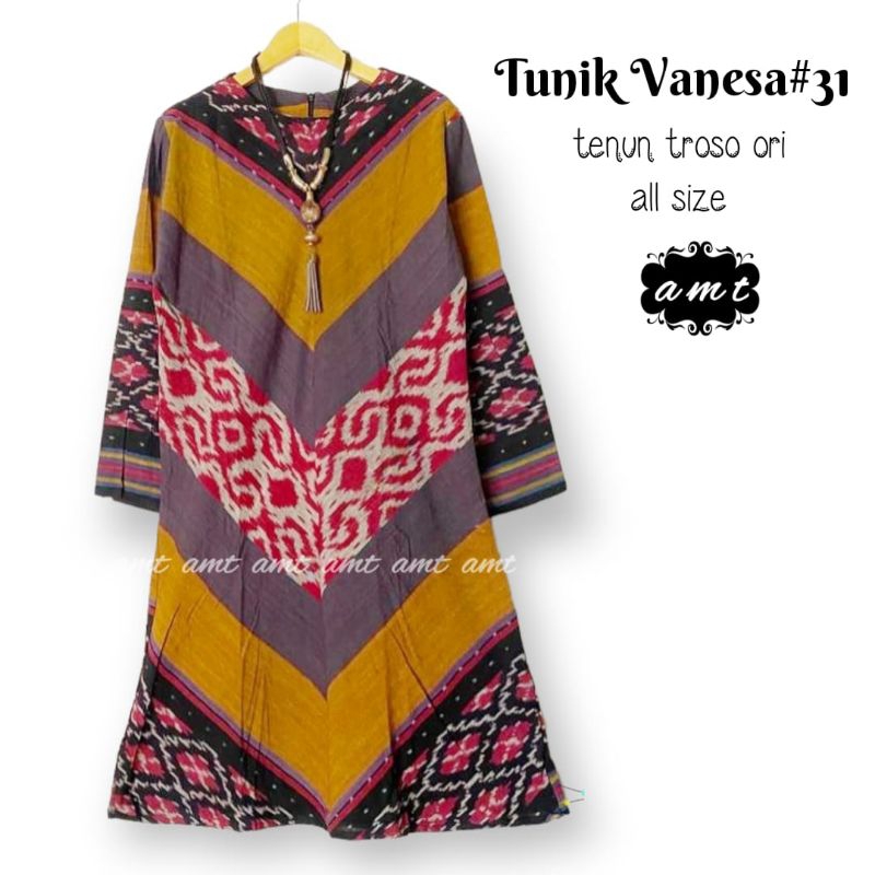 MIDI DRESS TENUN LENGAN PANJANG | TUNIK TENUN #VANESA