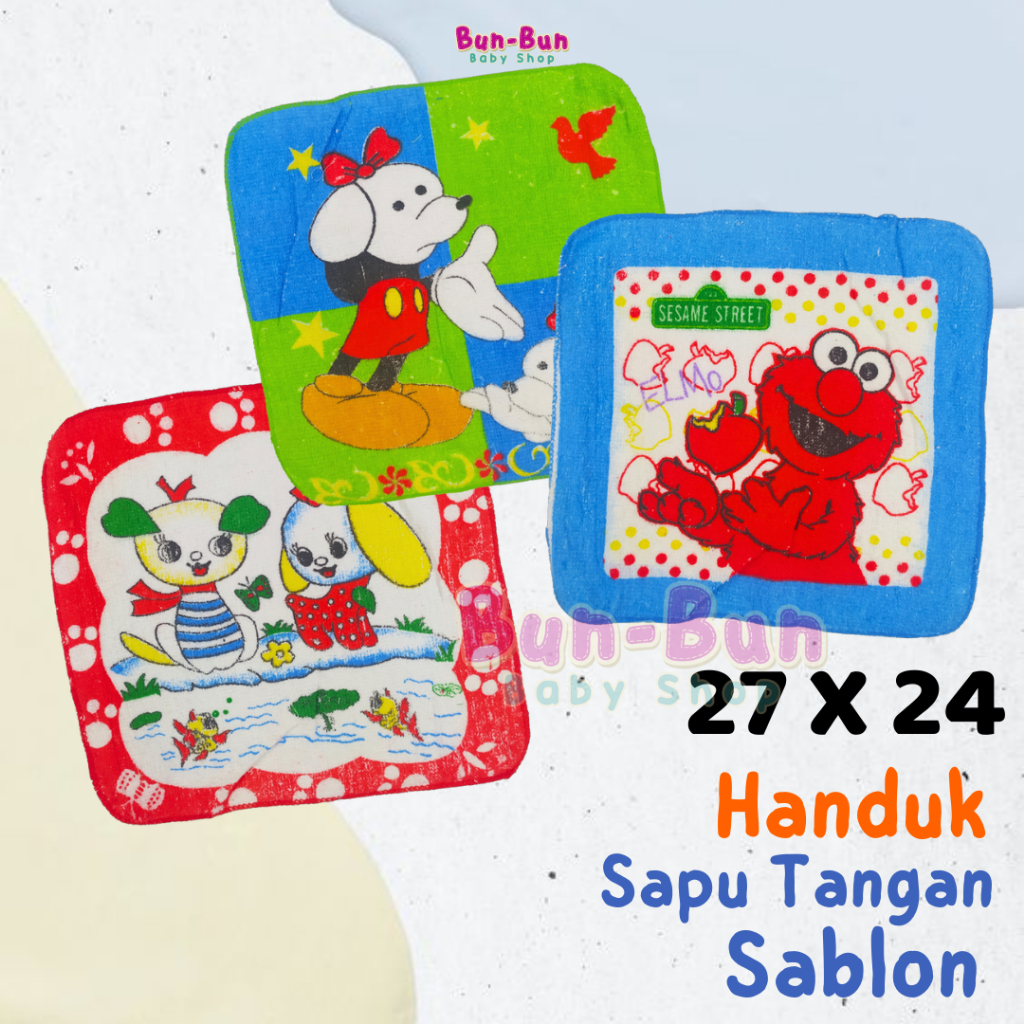 Handuk Sapu Tangan Baby Mini Murah Karakter Unisex Perlengkapan New Born Perlengkapan Traveling Bunbunbabysop