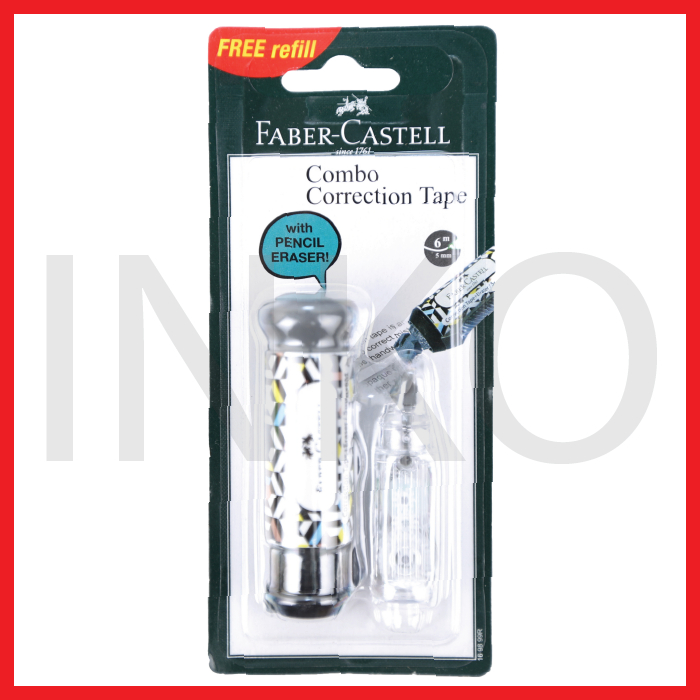 

FABER CASTELL COMBO CORRECTION TAPE WITH PENCIL ERASER BLACK HEXAGON