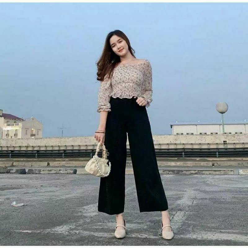 CELANA KULOT WANITA HIGHWAIST// KULOT BAWAHAN JEANS PUTIH HITAM KHAKY MOCCA