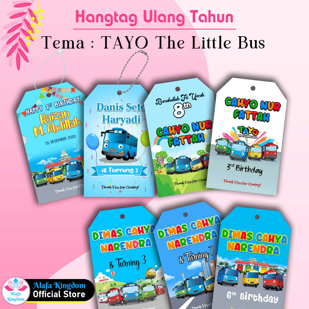 

alafakingdom - 8 Pcs Hangtag Ultah Ulang Tahun Anak Tayo / Birthday Hangtag Custom