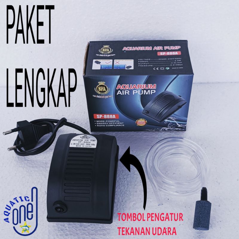 PAKET LENGKAP SPA SP 888A Aerator lubang 1 aquarium airpump air pump full set komplit akuarium mesin gelembung udara