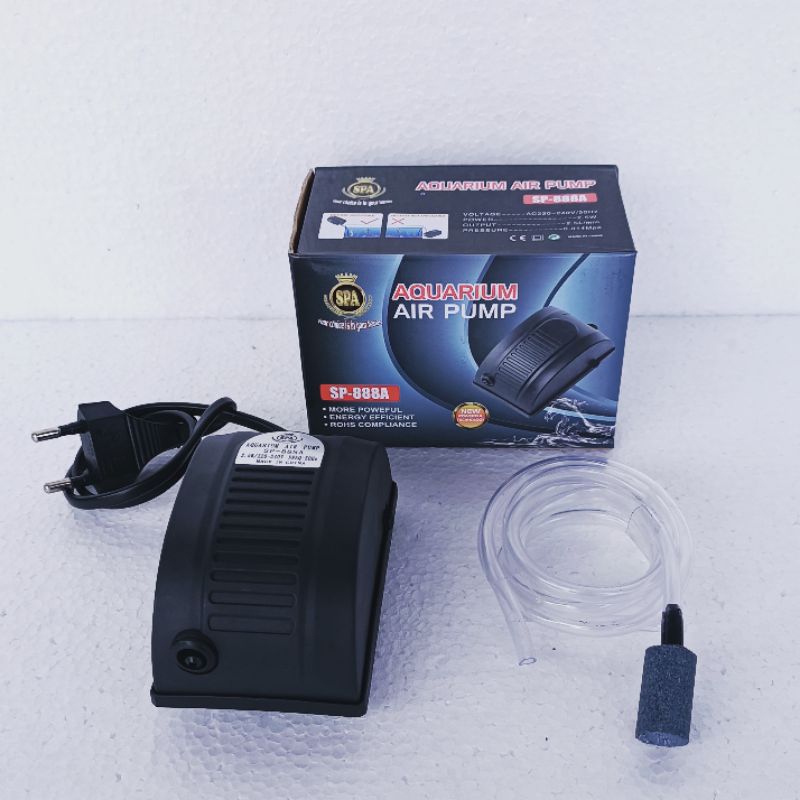 PAKET LENGKAP SPA SP 888A Aerator lubang 1 aquarium airpump air pump full set komplit akuarium mesin gelembung udara