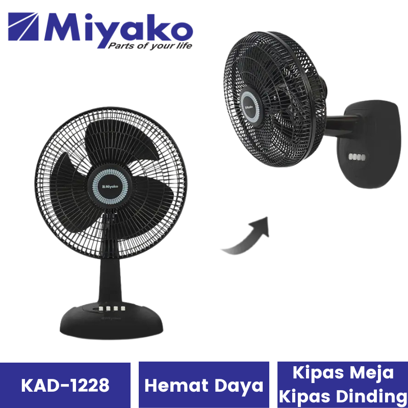 Kipas Angin 2 Fungsi Miyako KAD 1227 1228 | Kipas Meja Desk Fan KAD-1227 | Kipas Dinding Wall Fan Garansi Resmi Miyako