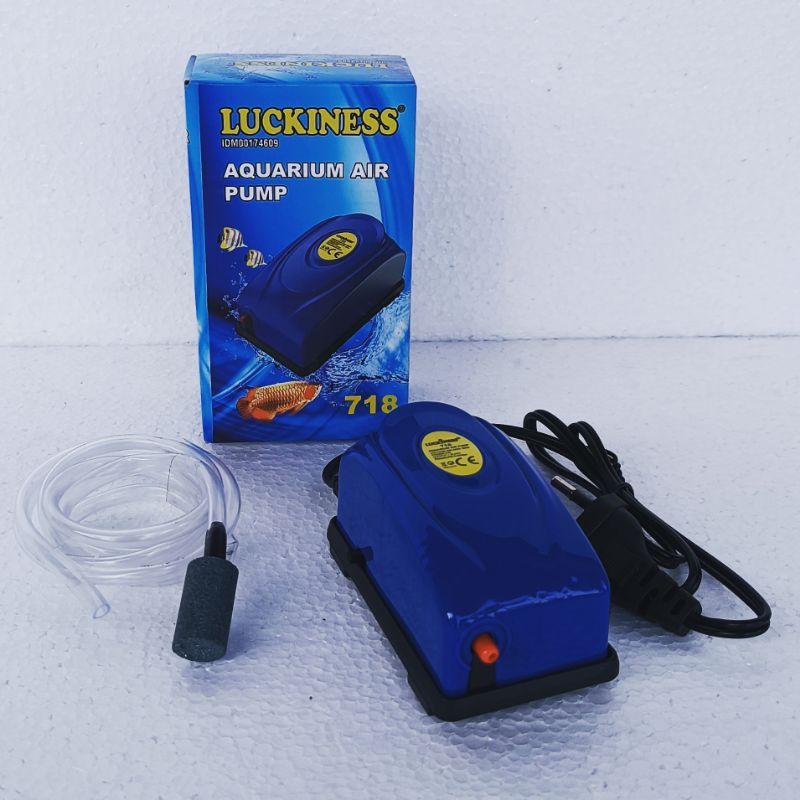 PAKET LENGKAP LUCKINESS 718 aerator lubang 1 aquarium air pump airpump full set komplit mesin gelembung udara akuarium