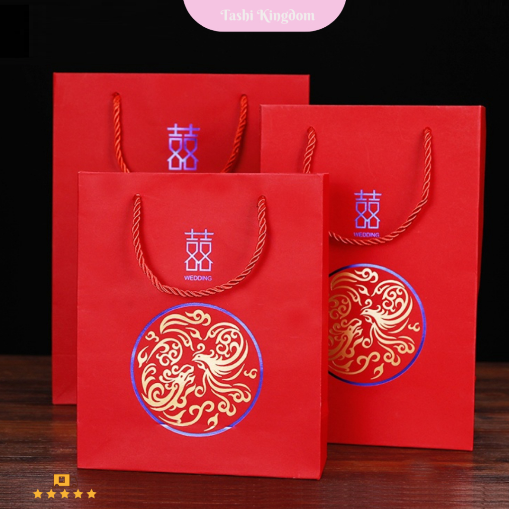 

Kantong gift wedding paperbag Merah Hadiah tas kado souvenir sangjit