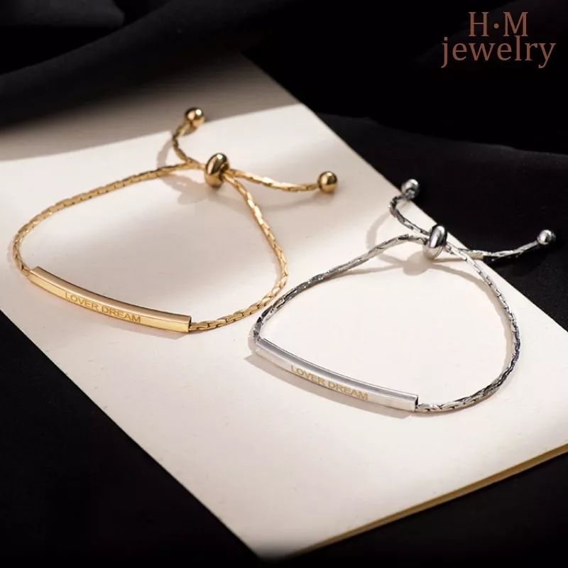 MULYAKU GALLERY GELANG SERUT TITANIUM ASLI SEPUH EMAS ASLI 18K GELANG HURUF LOVE DREAM BARCELET FULL