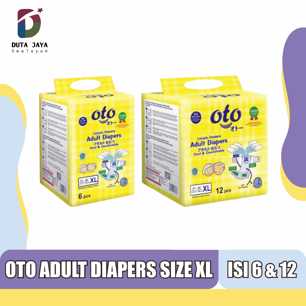 Oto Adult Diapers Pempers Popok Dewasa Perekat Size XL Isi 6, 12