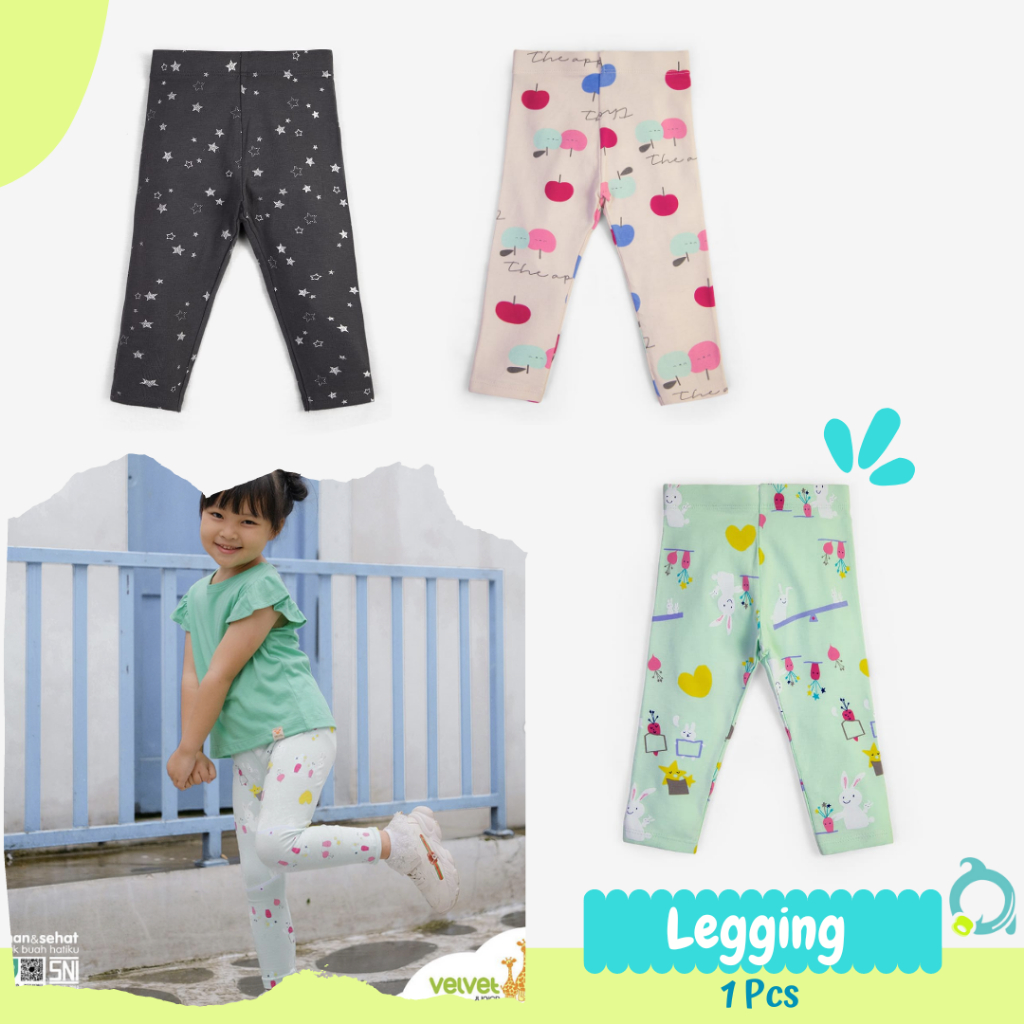 VELVET Junior Legging Anak - Girls Legging Solid Color 3-6bln s.d 5th