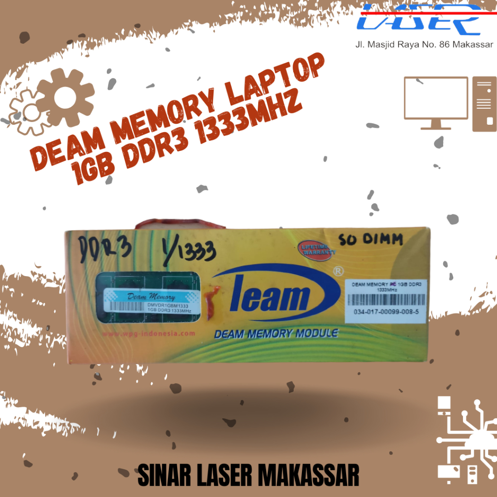 MEMORY MEMORI DEAM LAPTOP 1GB DDR3 1333MHZ / DEAM NOTEBOOK 2GB DDR3 1333MHZ