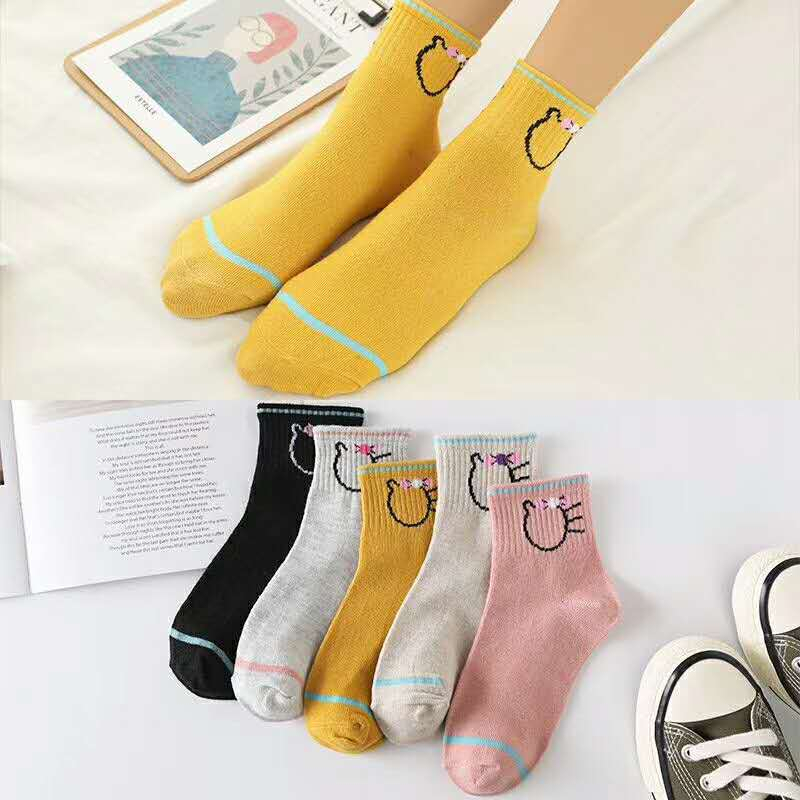 Azgalery KK32 Kaos Kaki Panjang Motif Kucing Kaos Kaki Perempuan Kekinian Harga Murah Import Bahan Lembut Breathable