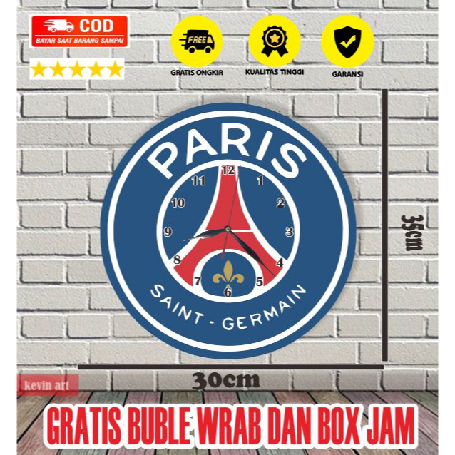Jam Dinding Unik Tempel Tembok Logo PSG Keren Terbaru