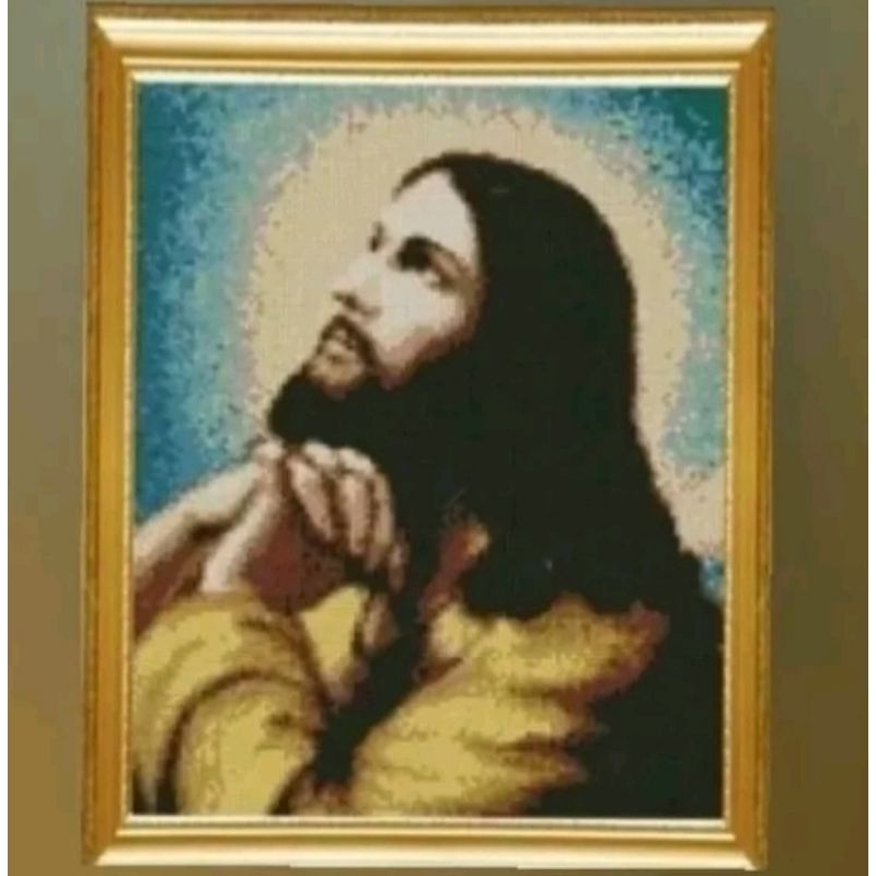 DIY paket kristik Tuhan Yesus berdoa pola kain cross stitch kit 14ct dmc kerajinan tangan sulam sila