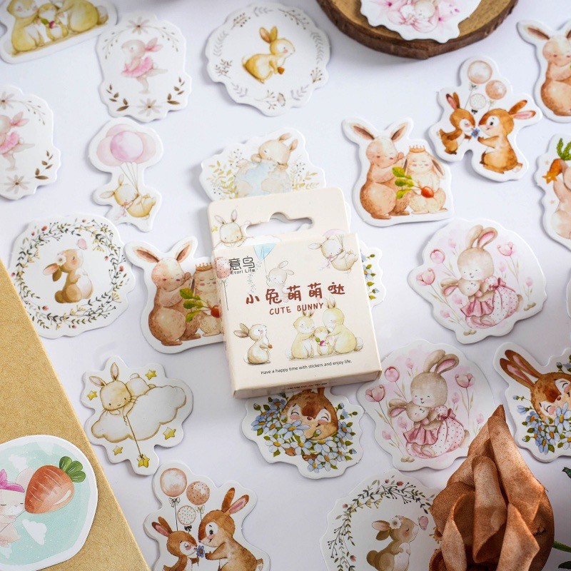 

46 Pcs Sticker Pack Love Cute Bunny Stiker Kelinci Cute Decorative
