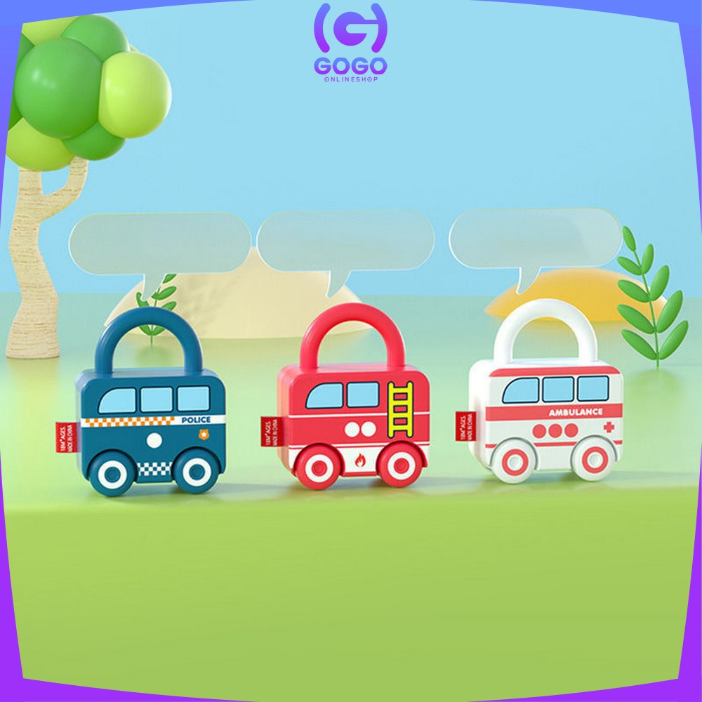 GOGO-M318 Mainan Puzzle Key Set Anak Mainan Kunci Gembok Motif Transportasi / Mainan Edukasi Anak Puzzle Matching Lock / Key Lock Car Kids Import