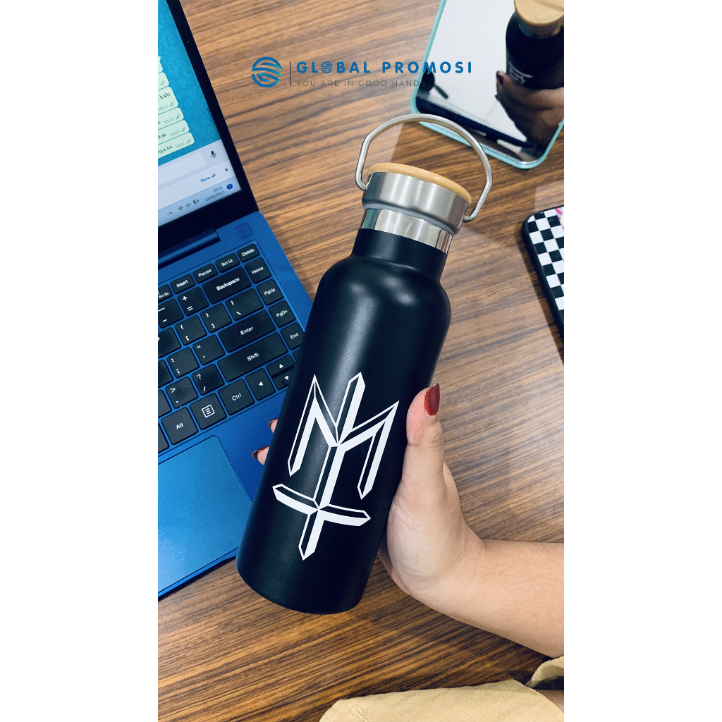 Tumbler Termos Tutup Bambu Custom UV Print Cetak Berwarna Express Tanpa PO