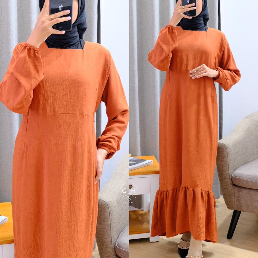 CLARISS GAMIS MIDI DRESS DUYUNG ATASAN WANITA CRINCLE AIRFLOW (AMD)