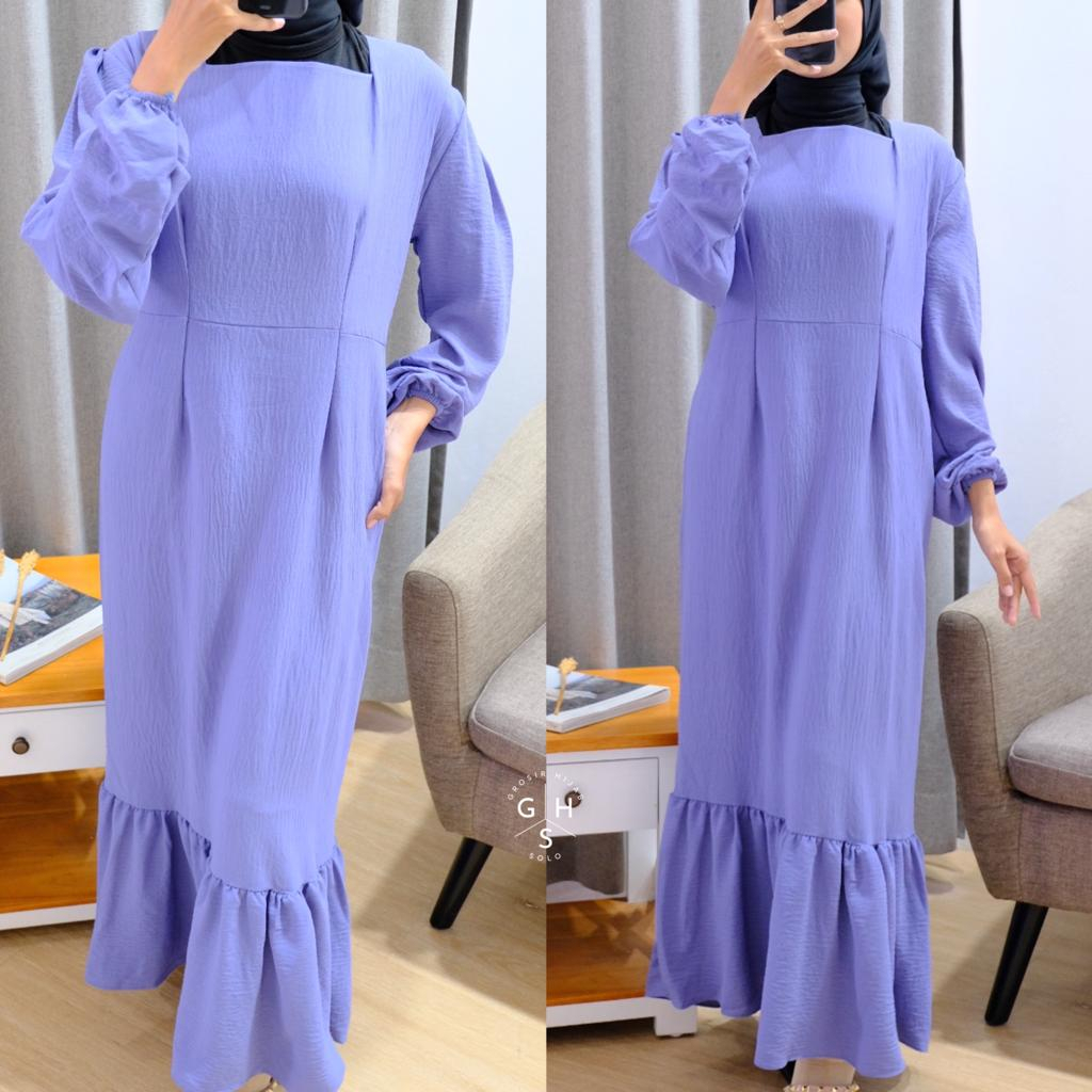 CLARISS GAMIS MIDI DRESS DUYUNG ATASAN WANITA CRINCLE AIRFLOW (AMD)