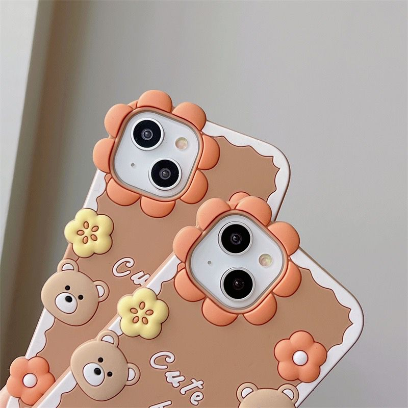 Soft Case Silicon Cute Bean Motif Beruang iPhone 14 13 12 11