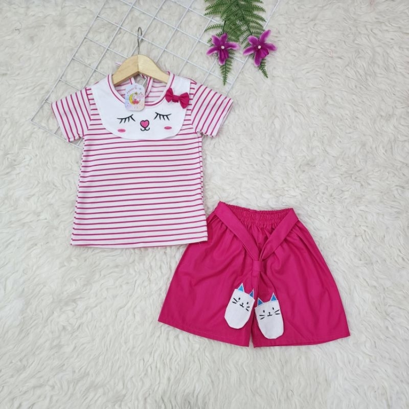 baju bayi perempuan stelan celana bunny pita baby girl