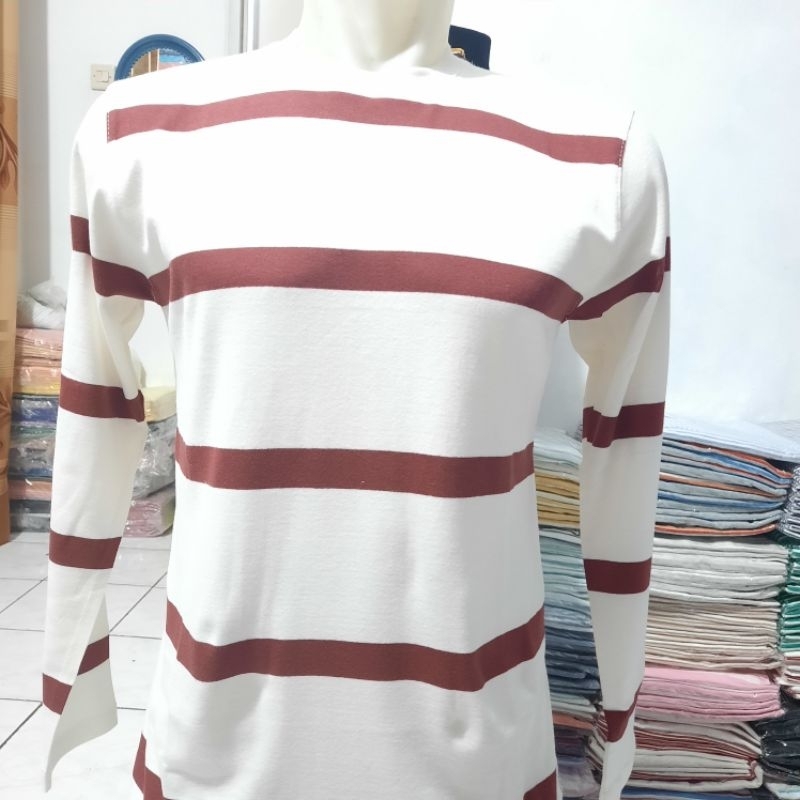 KAOS LENGAN PANJANG STRIPE/SALUR KATUN/SALUR RIB