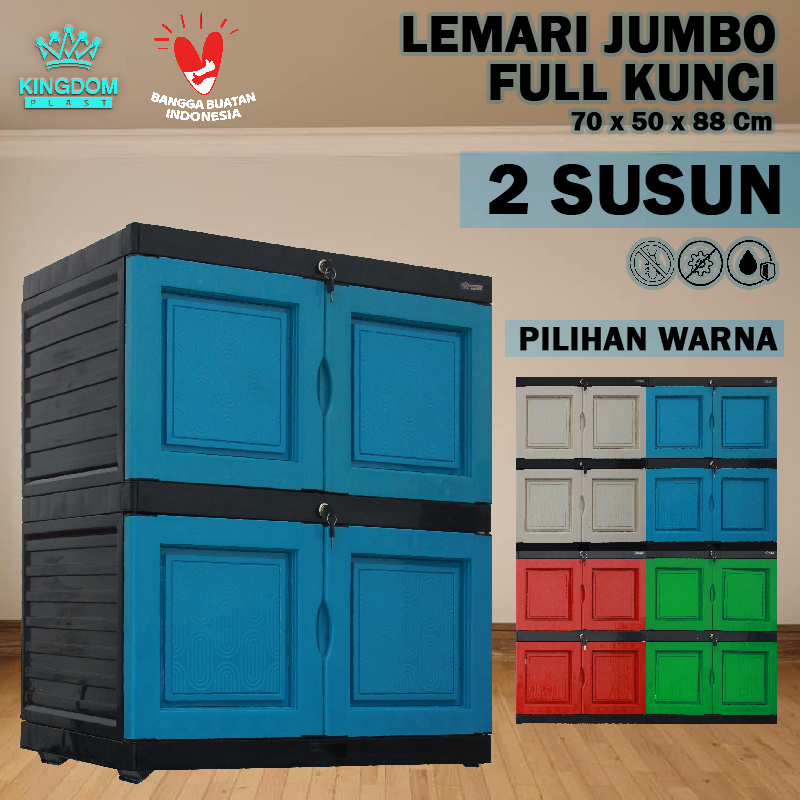 LEMARI PLASTIK 2 SUSUN KINGDOM KUNCI