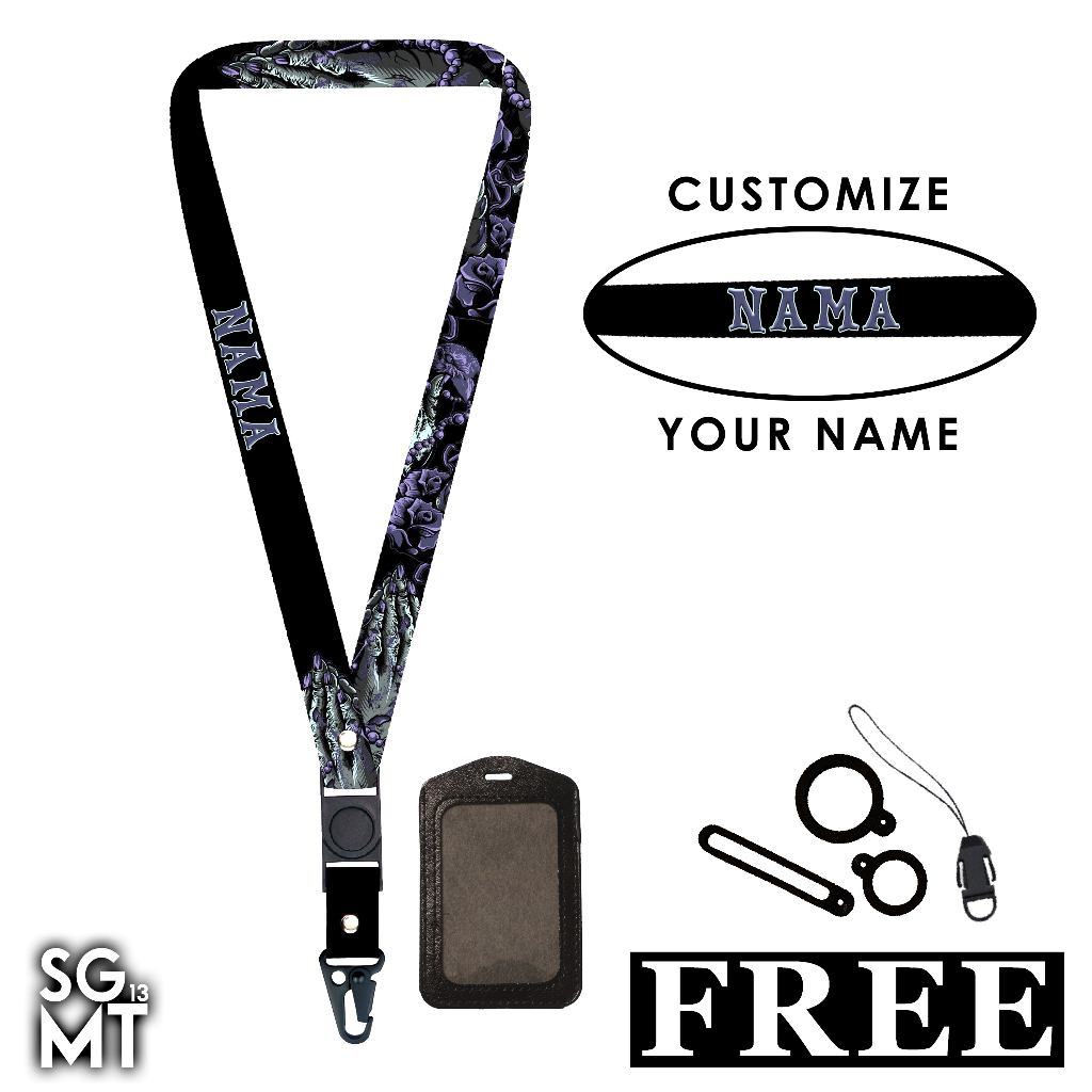 LANYARD SATUAN Holder Card Lanyard Custom Nama Printing Full 2 Sisi Ukuran 2cm Satuan Murah Bisa Request Nama Design 4